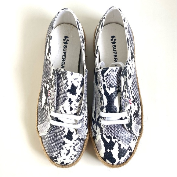 Brand New✨Superga Pufanropew Black & White Snakeskin Espadrille Sneakers - Picture 6 of 10